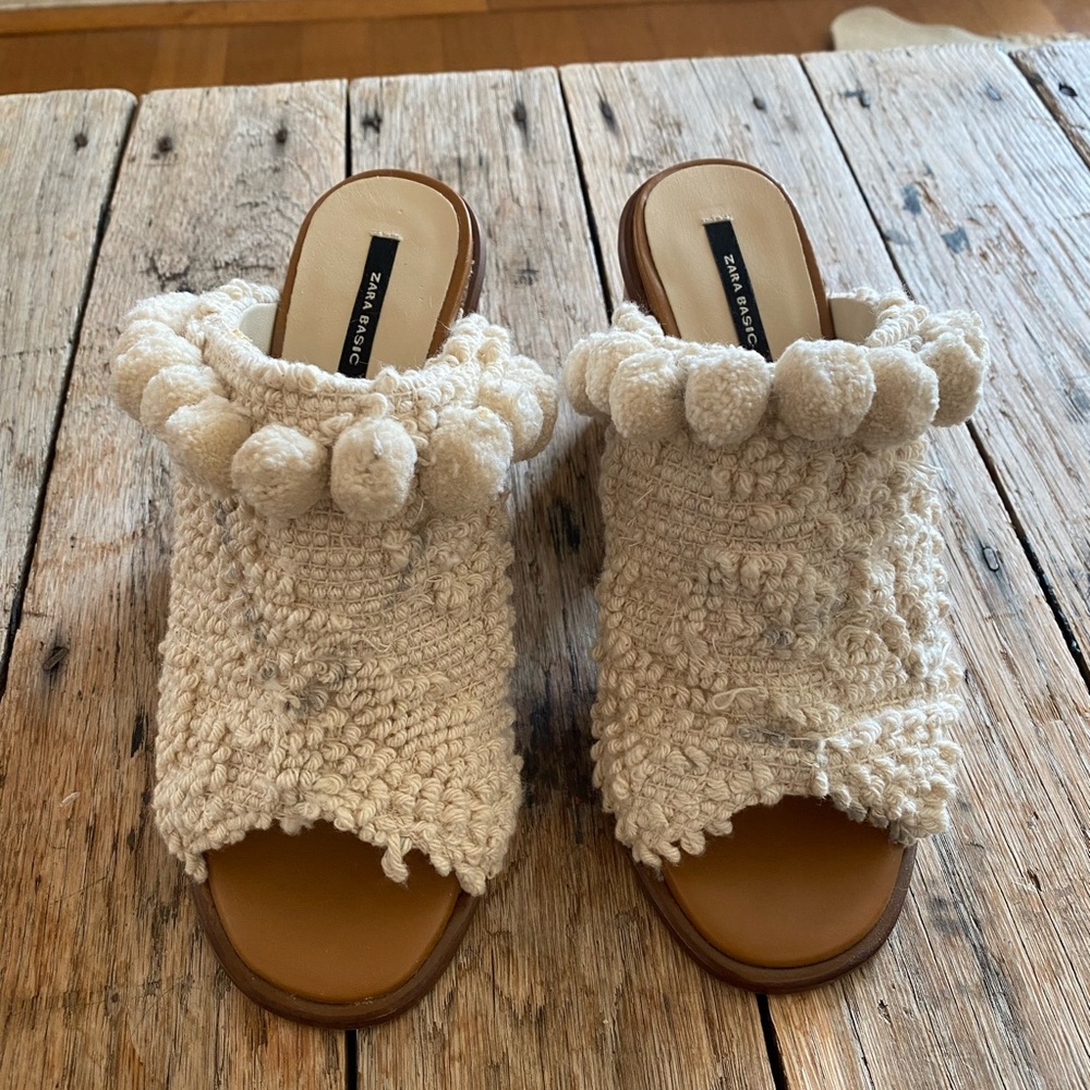 Zara summer Pom Pom heels